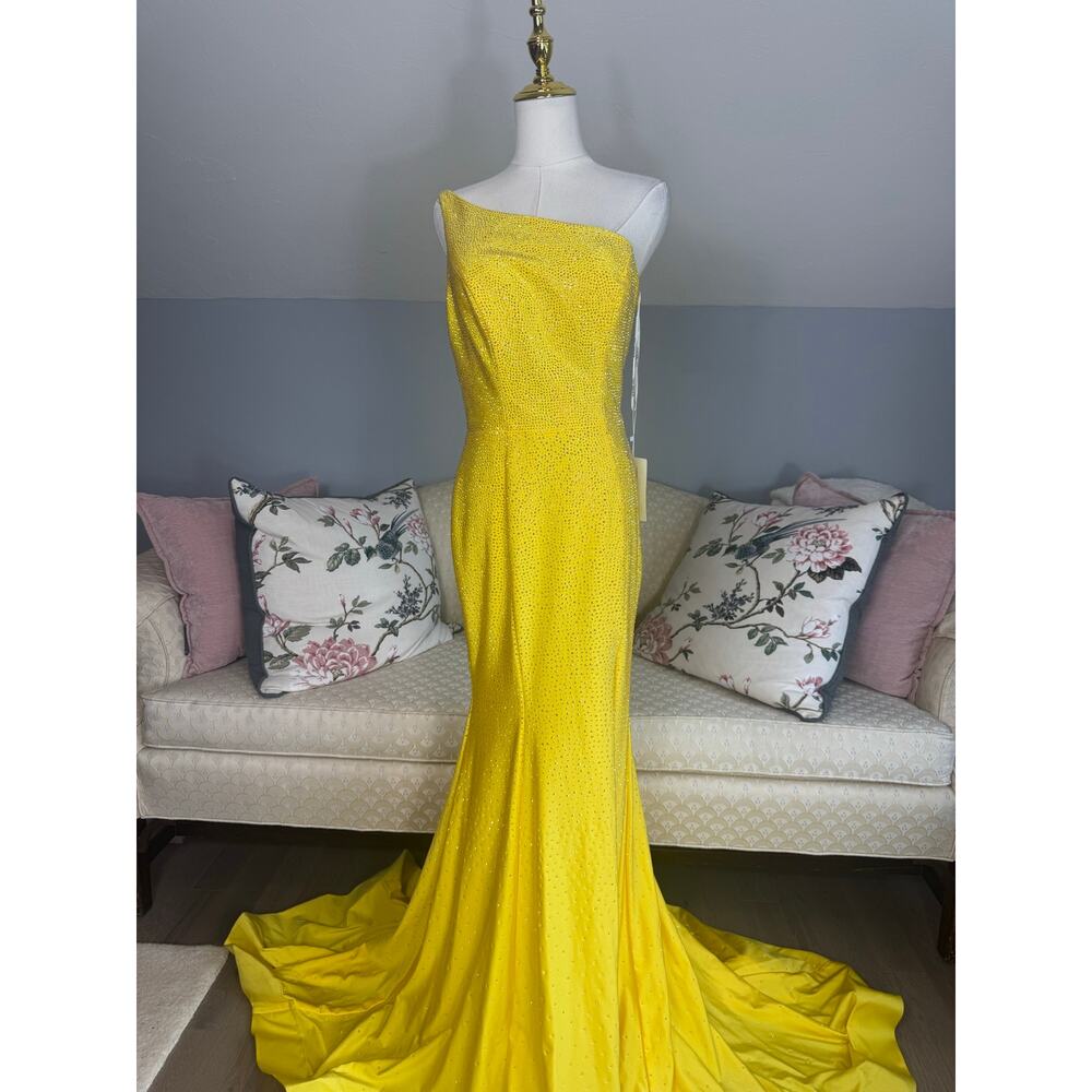 Sherri Hill Golden Hour Crystal One-Shoulder Gown NWT Size 8 | $480 MSRP | TLC - Picture 3 of 15